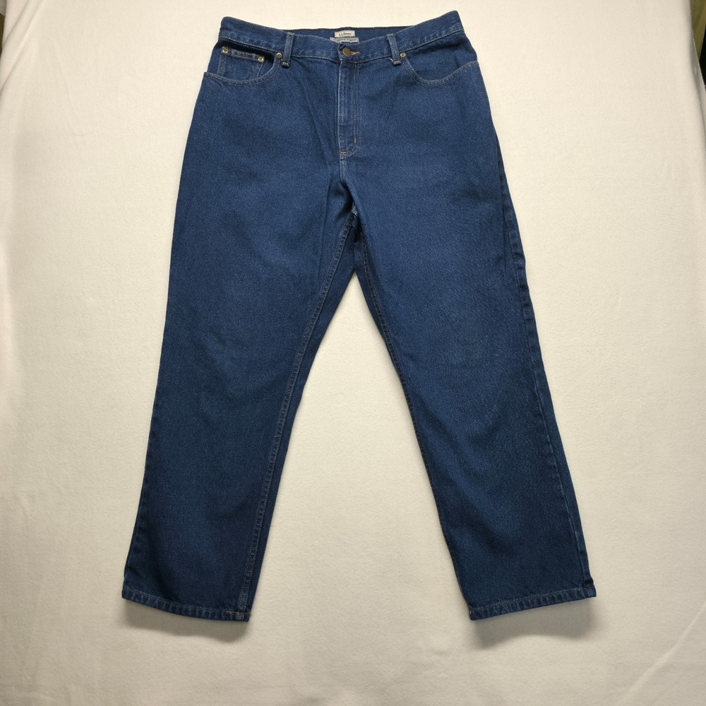 LL Bean Women's Original Fit/Relaxed Denim Blue Jeans‎ Size 16 Pet (33x28)